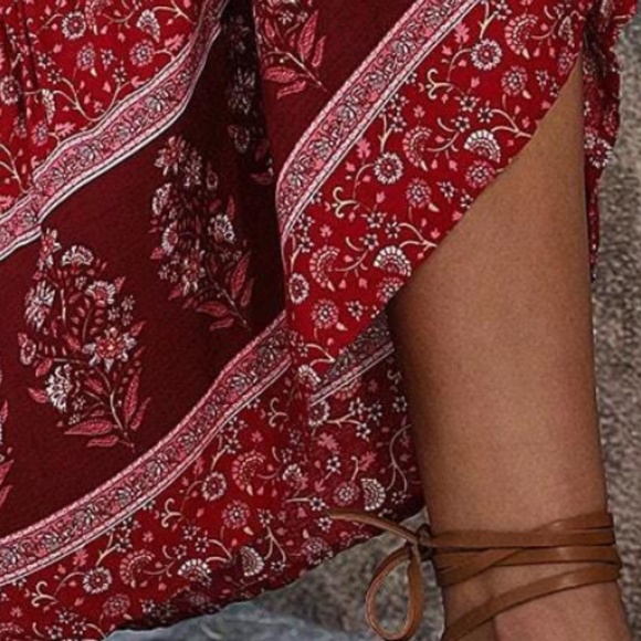 Boho Floral Print Stretchy Waist Maxi Skirt - Picture 2 of 4